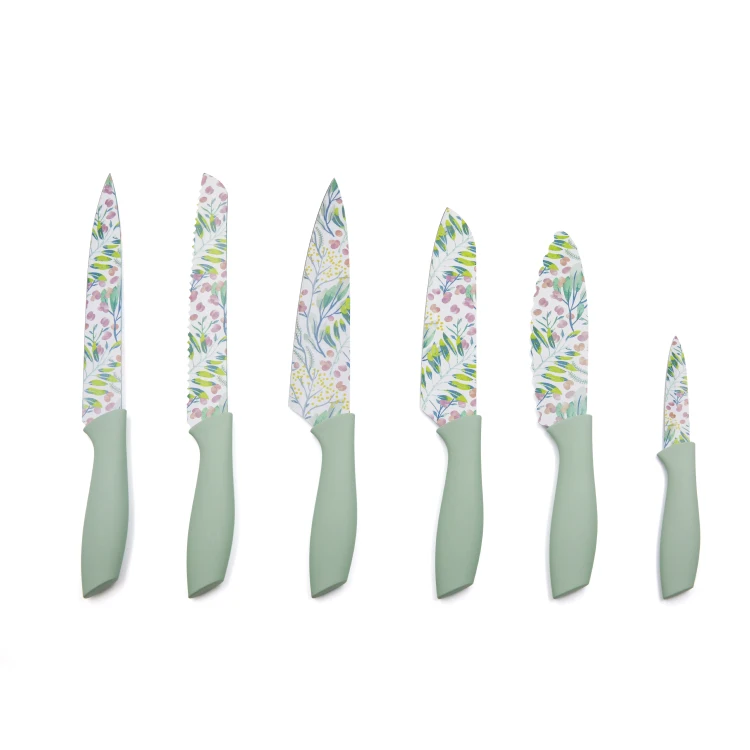 New Season Flower Pattern 6 inch Nonstick Coating Stainless Steel Sandwich Knife Knife with PP Handle Cheese Knife