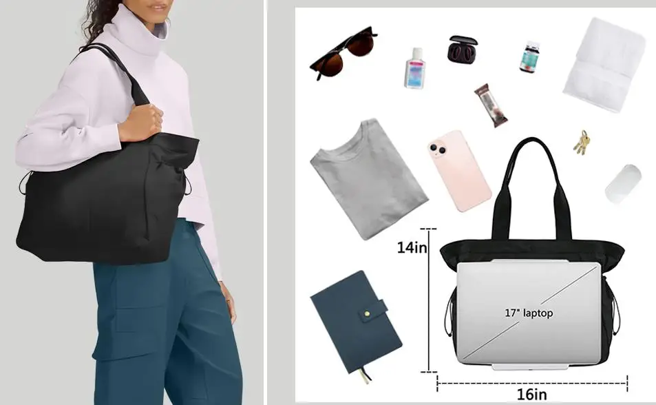 Newest 18L Side-Cinch Shopper Gym Tote Bag Lightweight Luggage Duffle Handbag