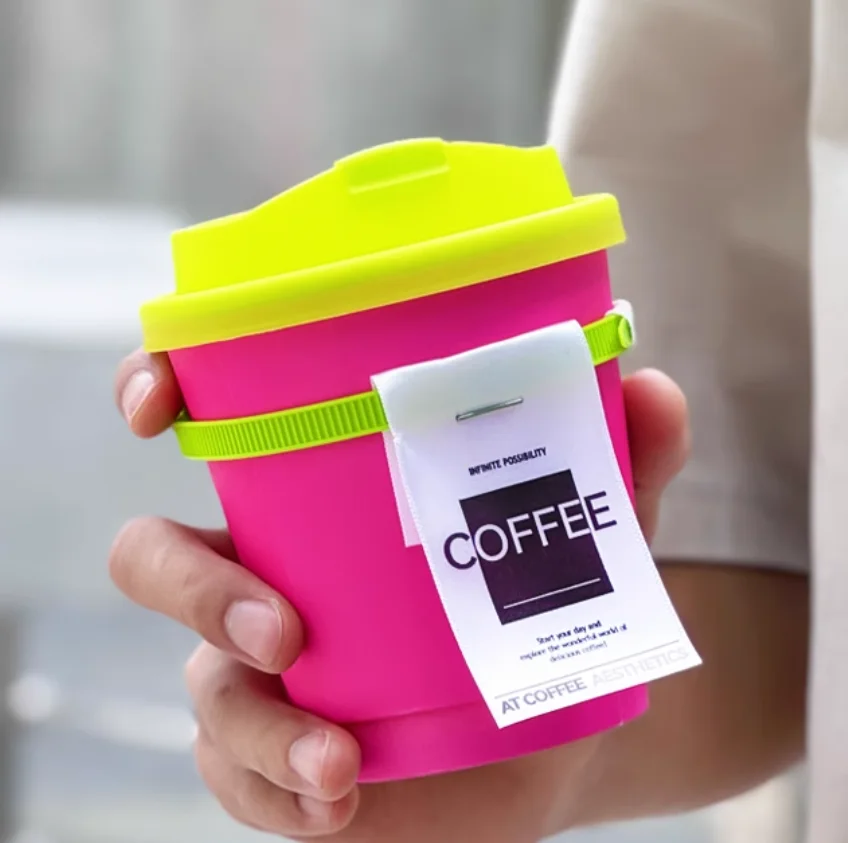 Unique Wholesale Printed Coffee Tea Disposable Takeaway fancy Pink double wall Paper Cup with Lid take away paper coffee cup