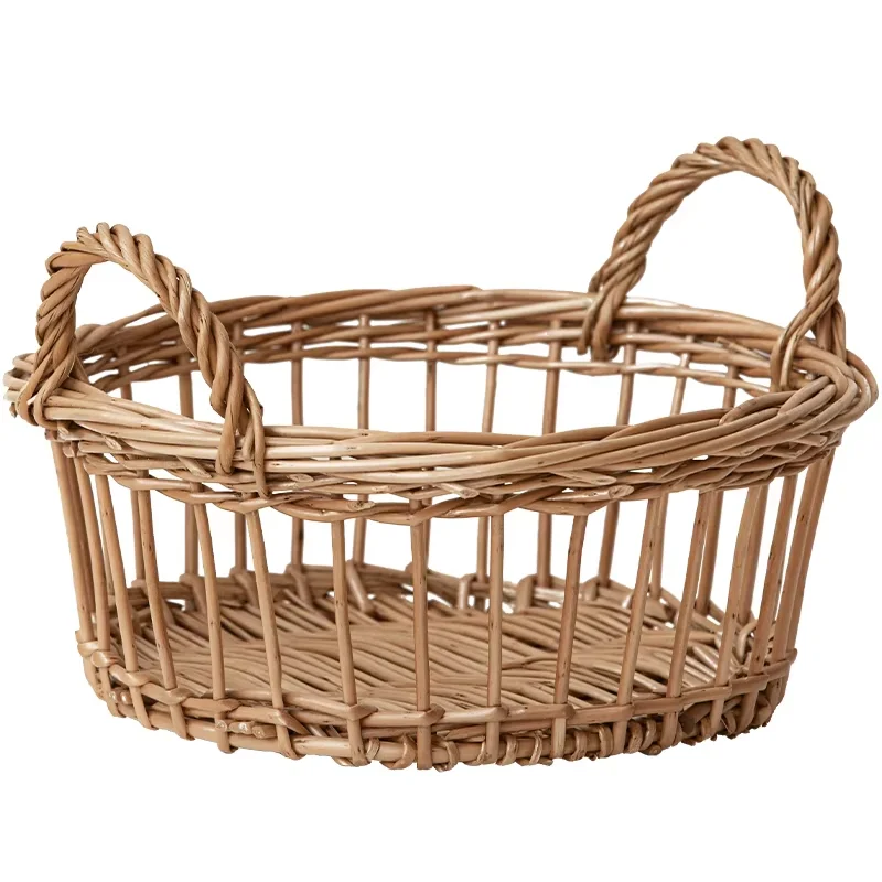 Sales of wicker crafts basket with fabric lining round willow basket / storage basket / hollow out round willow basket