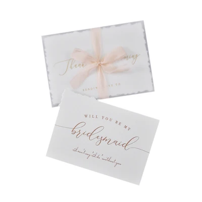 Готов к отправке украшенные краями хлопковые бумаги ручной работы для шафера и подружки невесты свадебное приглашение с