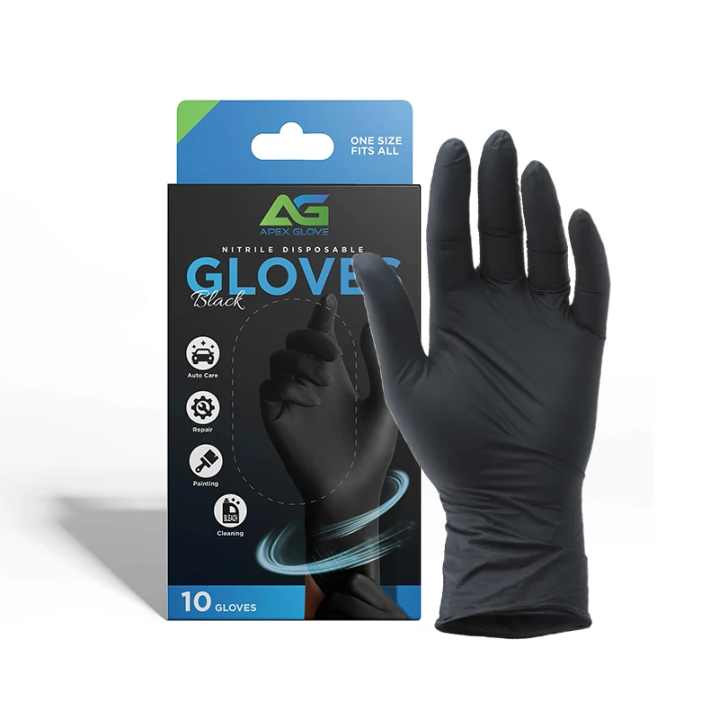 Hot Selling Black Color Nitrile Disposable Gloves Designed To Provide A Superior Barrier Protection