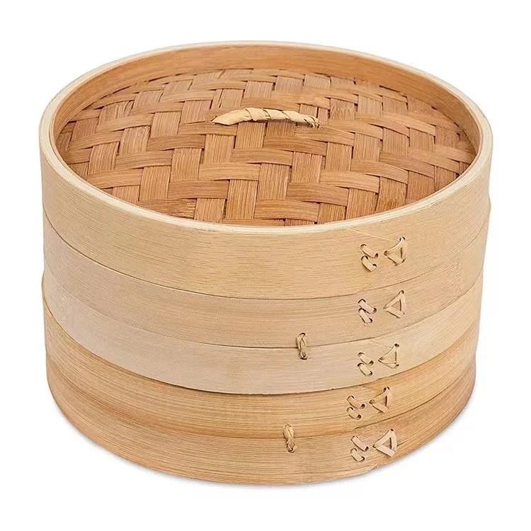 High Quality 10 inch Bao Bamboo Steamer Basket With Steamer Ring Dumpling Maker Molds