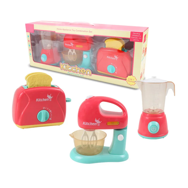 Children Happy Cooking Play Kids Kitchen Accessories Toy Girls Kitchen Pretend Toaster Play Set
