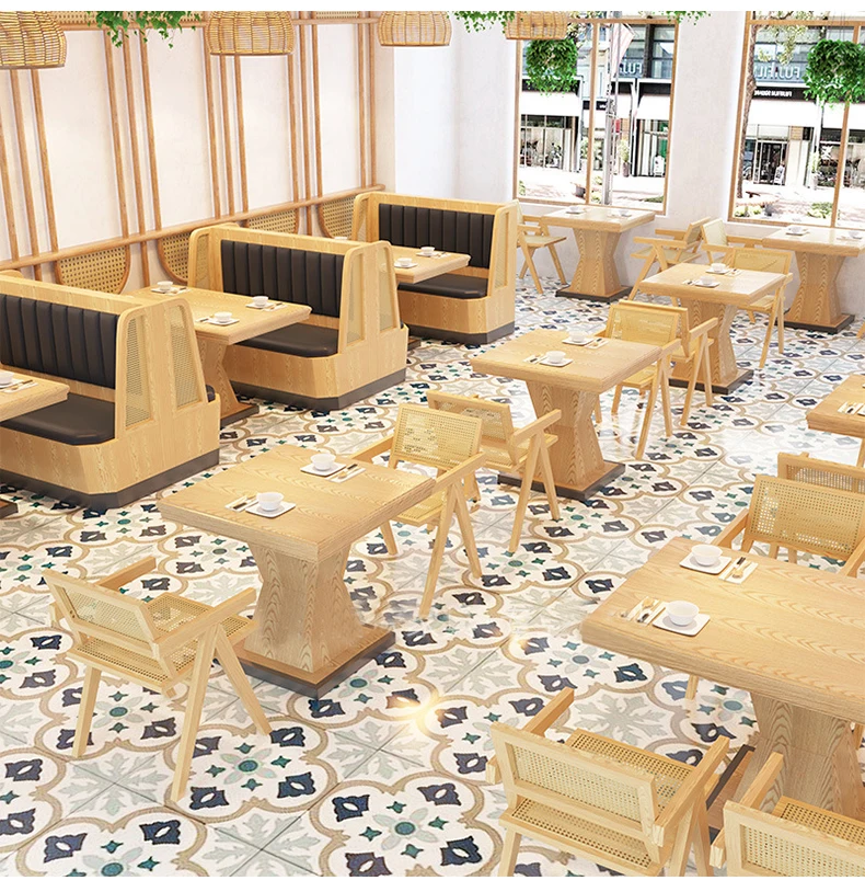 Commercial Restaurant Furniture Dining Rattan Coffee Shop Tables And Chairs Set For Hotel Cafes Restaurants Sofa Seating