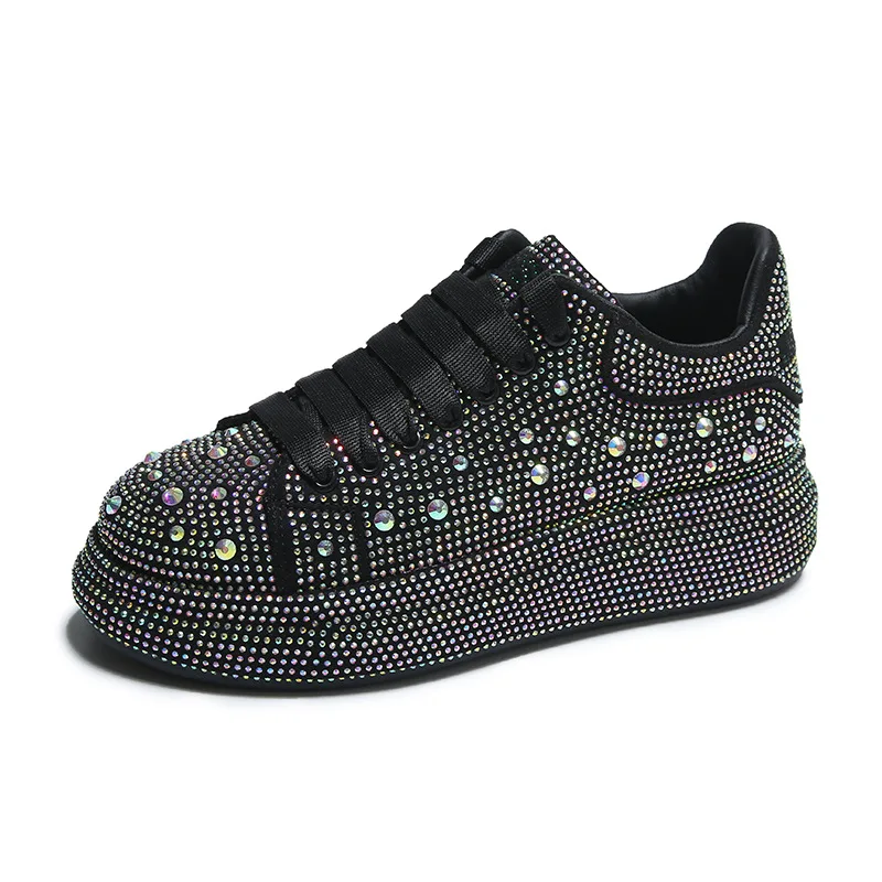 2023 luxury ladies sequins board shoes platform bling trainers full rhinestone women casual sneakers