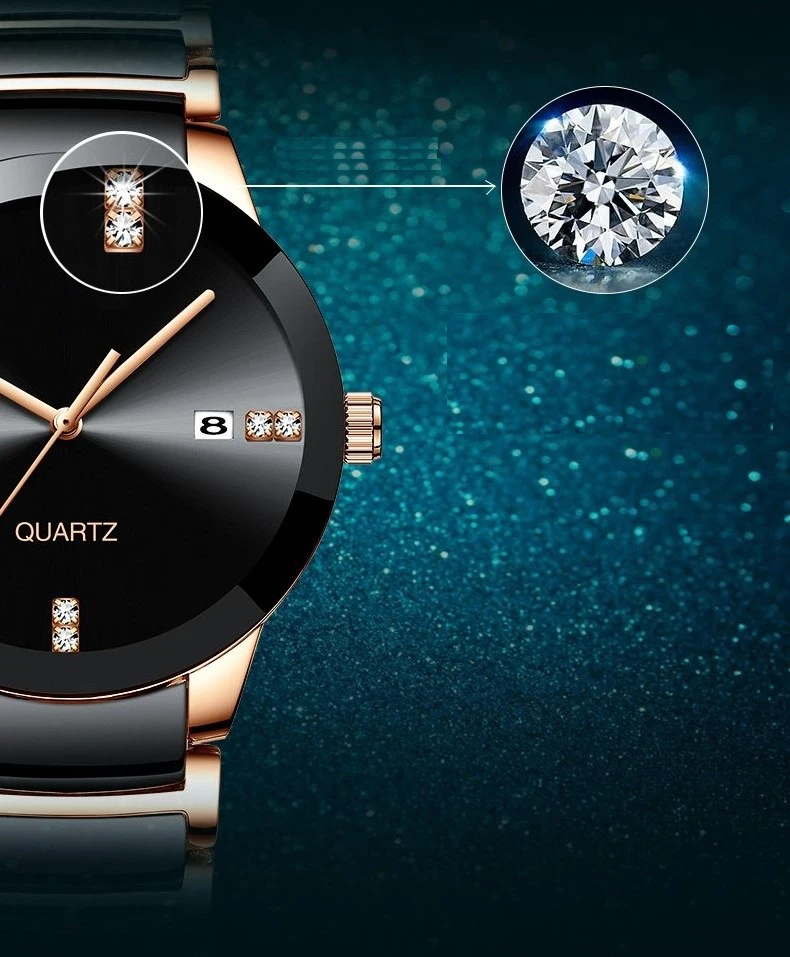 ceramic luxury  couple watch waterproof quartz oem brand hands wristwatches custom logo wrist mens watches in wristwatches