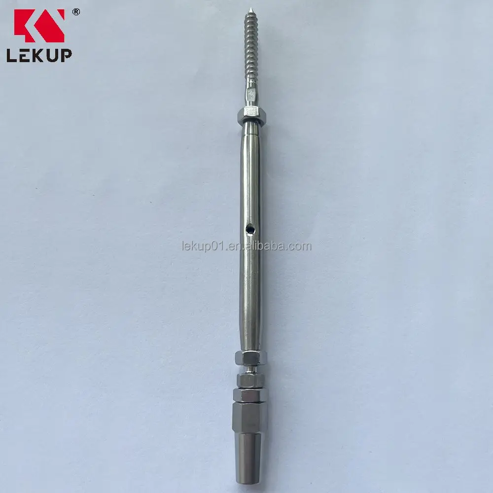 Wire Rope Cable Fitting Closed Body Turnbuckle ss304 ss316 Stainless Steel Push Lock Lag Screw Wooden Thread Terminal Swageless