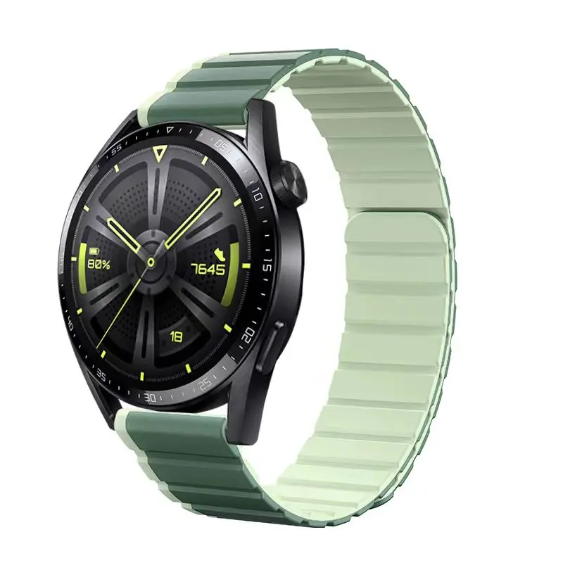 Eraysun Custom Universal Two Colors Magnetic Silicone Watch Strap 20/22mm For Samsung Garmin Women Mens Sport Bracelet Bands