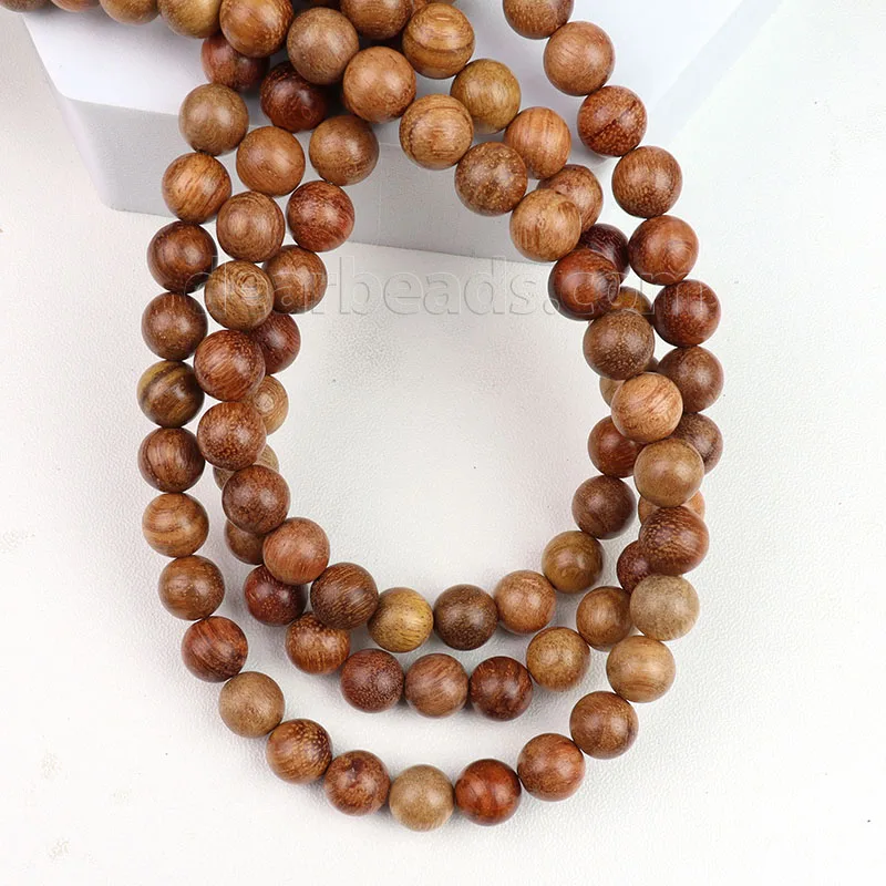 Natural Fragrant Burmese Rosewood Beads String, Burma Padauk Bead For DIY Mala Jewelry Making 6/8/10 mm, Length 38CM, 15Inches