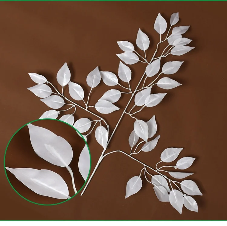 Wholesale Artificial Simulated Ginkgo Leaves Banyan Leaves Golden Silver Green Fake Branches Photography Props Home Decoration