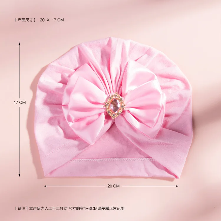 Baby Nylon Big Bow Turban Hats India Beanie Bohemia Donuts  Girls Headwear Bun Knot Baby Hatss Big Bow Turban