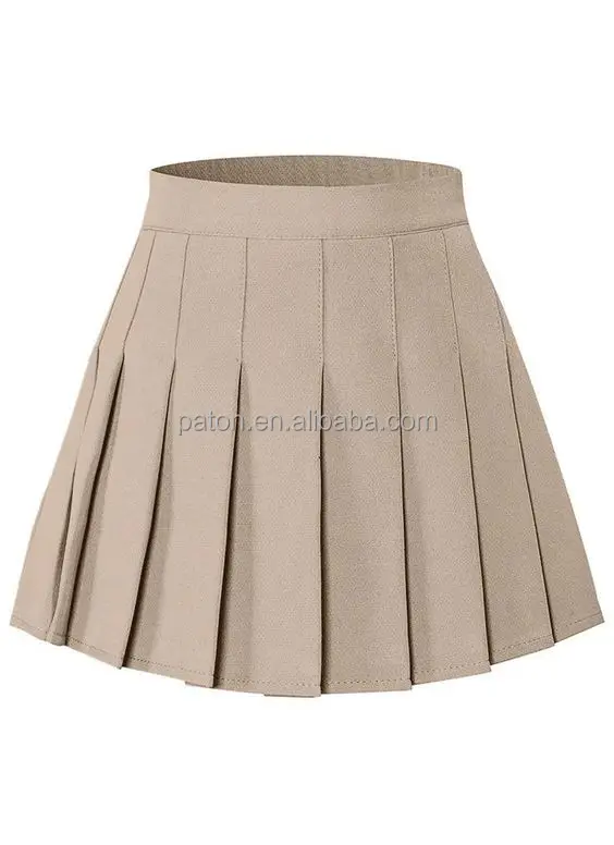 Wholesale School Girls Pleated Skirt Uniform Red Plaid School Uniform Short Checkered Polyester Skirt