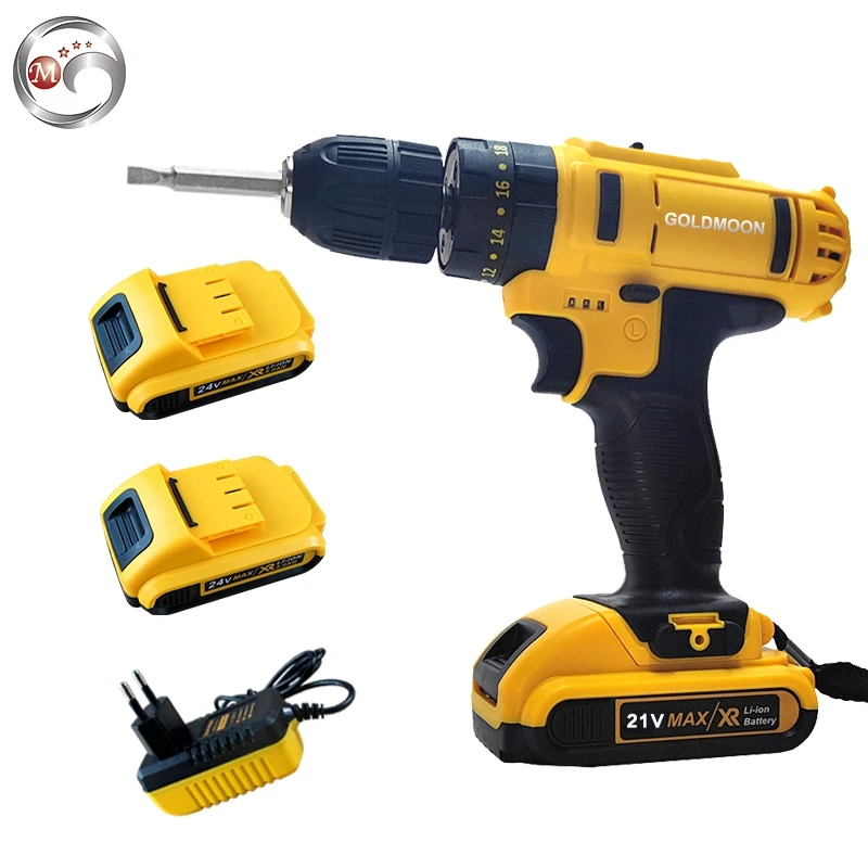 Goldmoon hot sale small rotary china cordless hammer drill for drilling hole cordless drill machine tool set