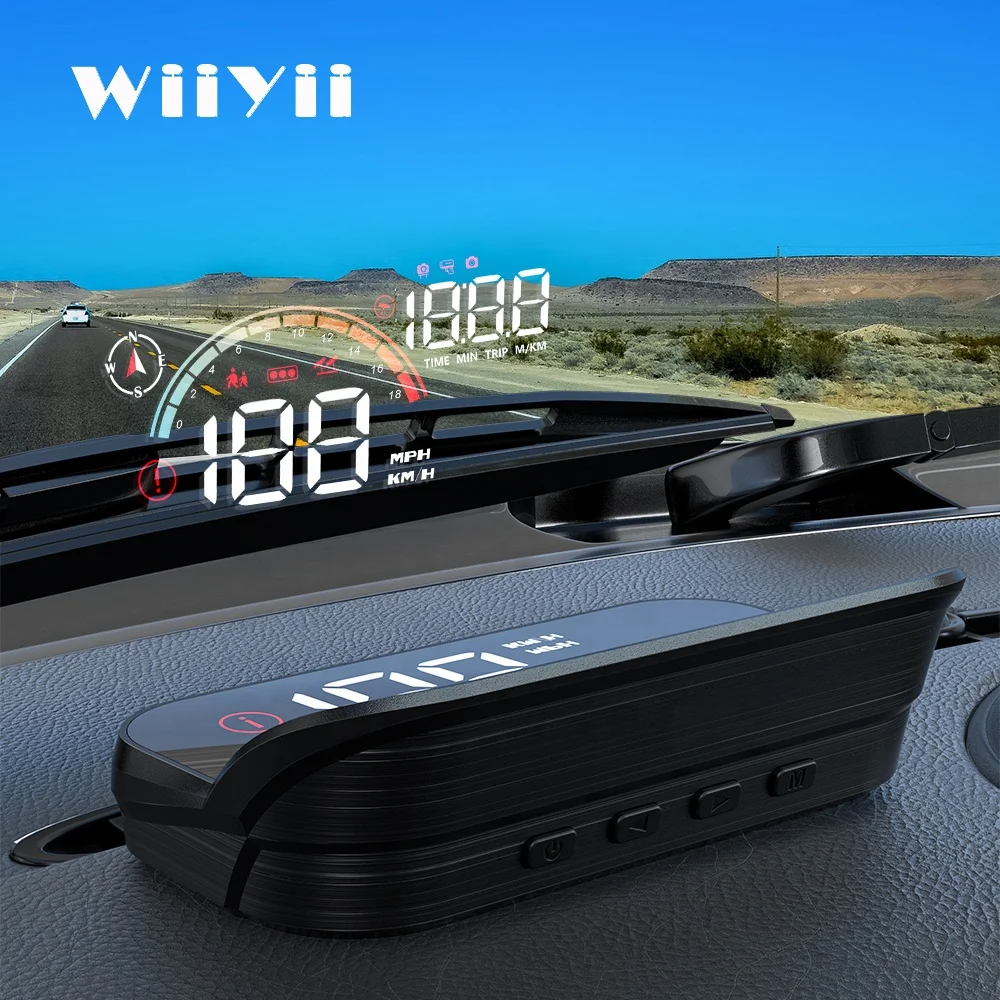 WiiYii 2024 newest Head Up Display Digital Speedometer with Driving Speed Over Speed Alarm M22 GPS Car HUD