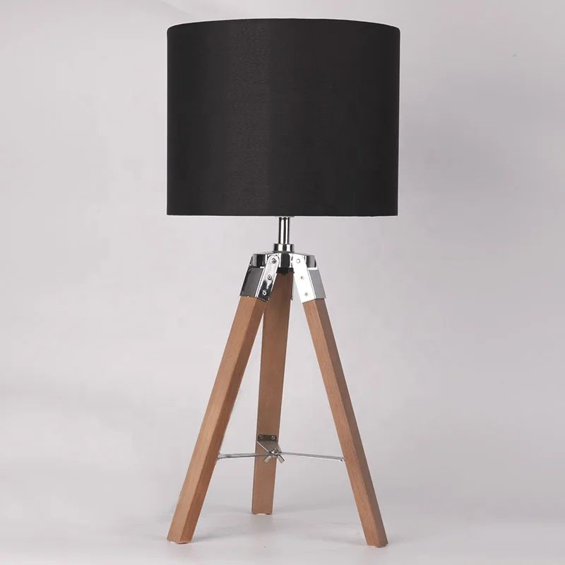 
Fabric shade bedside wood tripod 3 legs e27 eye protection desk table lamp for home hotel 