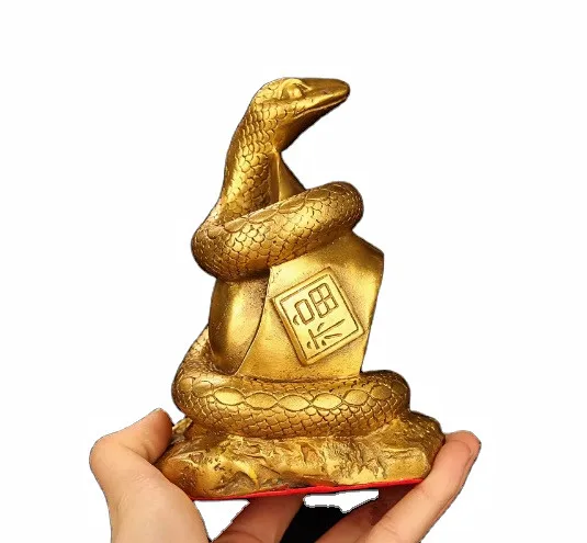 Chinese Zodiac Snake Statue Eco-Friendly Resin Feng Shui Animal Sculpture for Home Decor Chinese Ingots Wall Usage for Writing