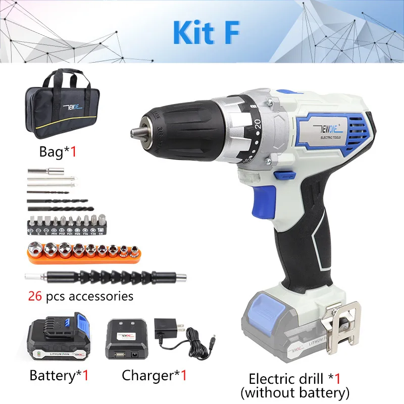 NEWONE 12V Cordless Combo Kit Lithium-Ion Drill Electric with Grinder Grinding for DIY Home Power Tool Sets