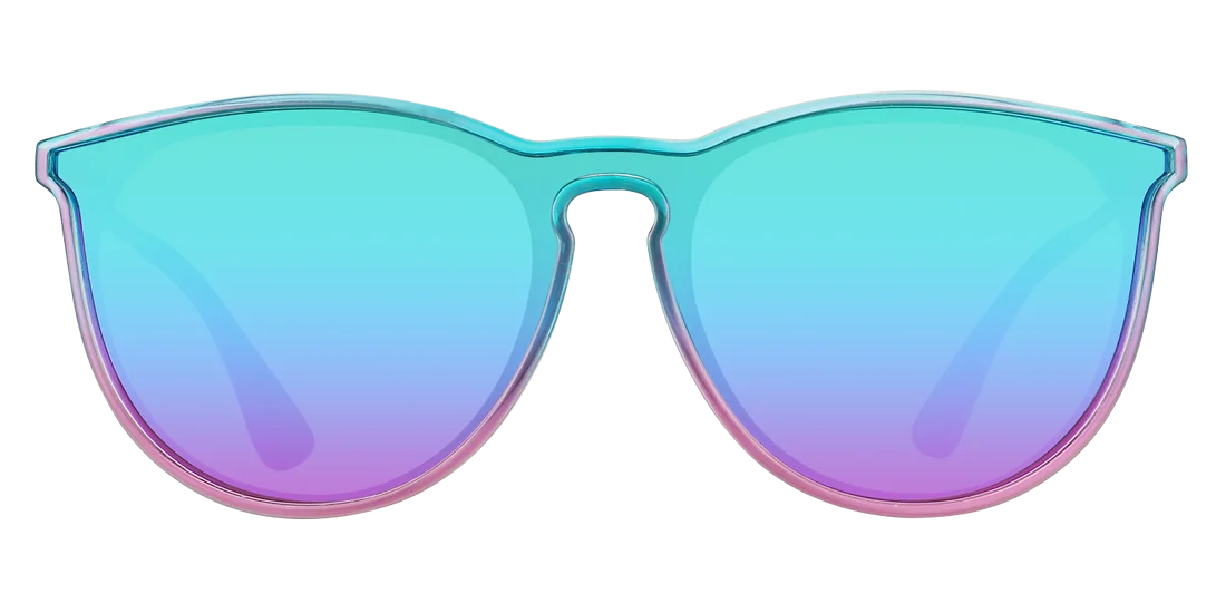 Stylish Round custom Logo One Piece UV400 Sun Glasses Ocean Lenses Colorful Eyewear with Metal Temple