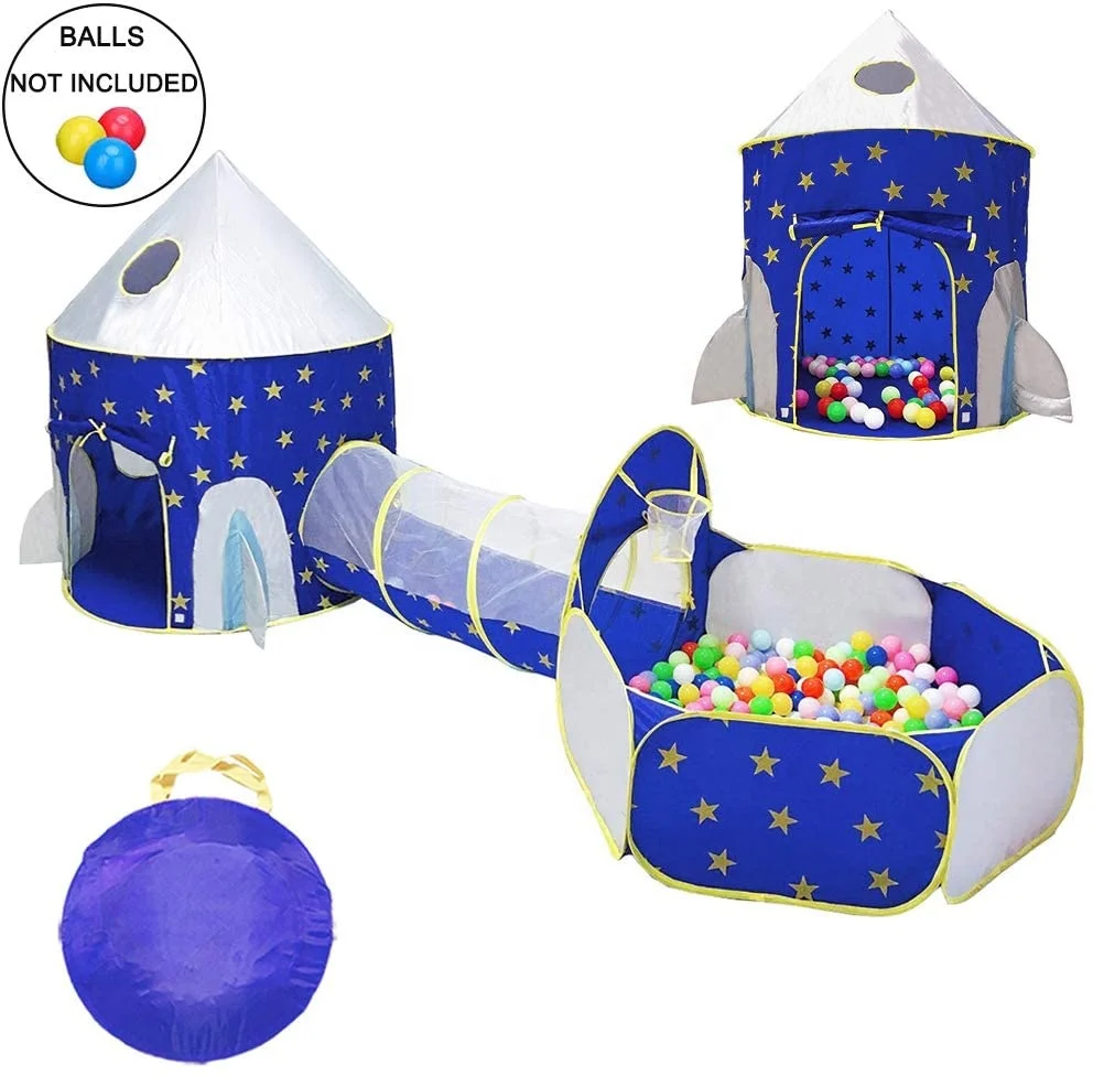 Starry Sky & Rocket  Play Tent and Tunnels for Toddlers Kids Playhouse Playground and Backyard  for Baby Boys and Girls, Indoor