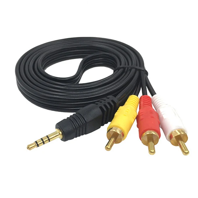 1 M Audio and Video Cable 3.5 MM Male Jack to 3 RCA Male Jack AUX Video Cables AV Adapter RCA Cable