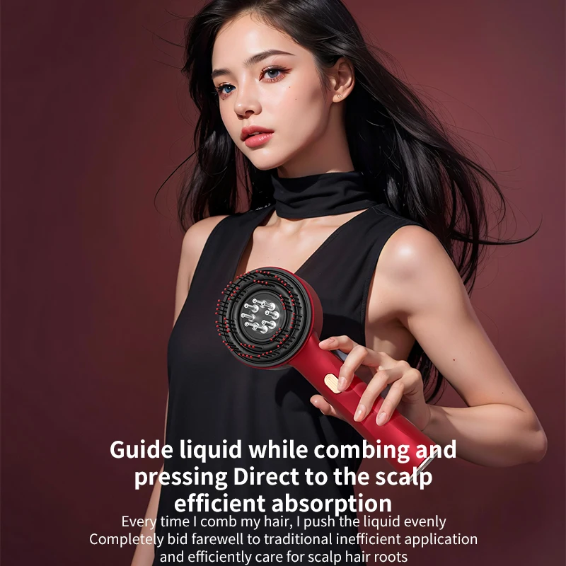 OEM Logo Electric Hair Growth Scalp Massager Brush EMS Hair Growth Oil Applicator Massage Comb Red Light Therapy Devices