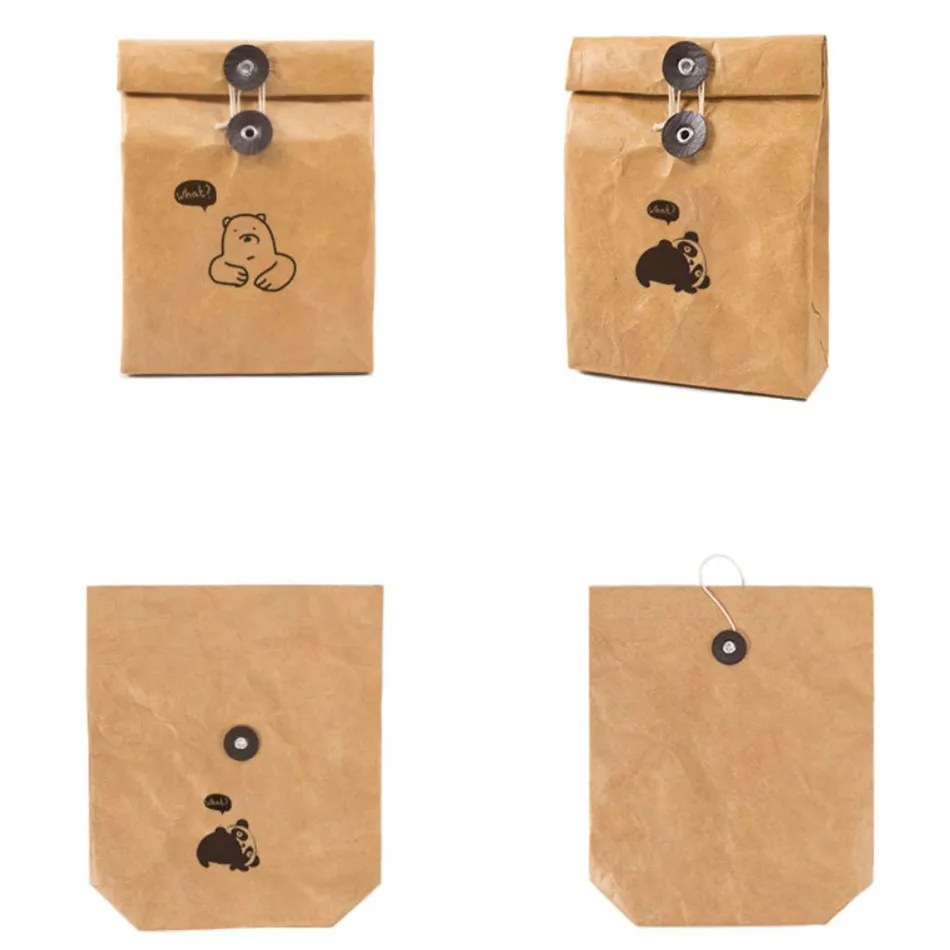 Eco-friendly  Material Kawaii DuPont Paper Rope Insulation Bag Storage Pouch Custom