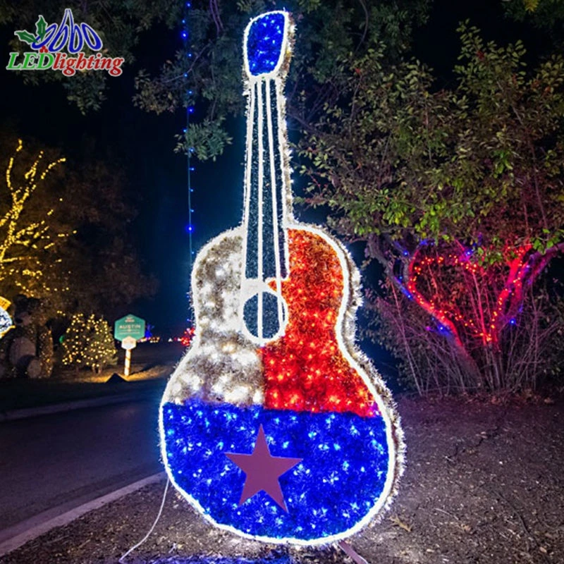 3D гигантский декоративный светодиодный музыкальный инструмент фортепианная гитара саксофон скульптура украшение для улицы