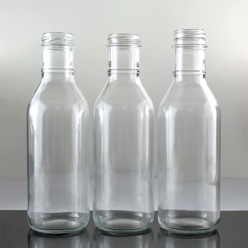 Wholesale 250ml transparent glass bottle for ketchup salad dressing soy sauce vinegar with anti-theft cap in kitchen