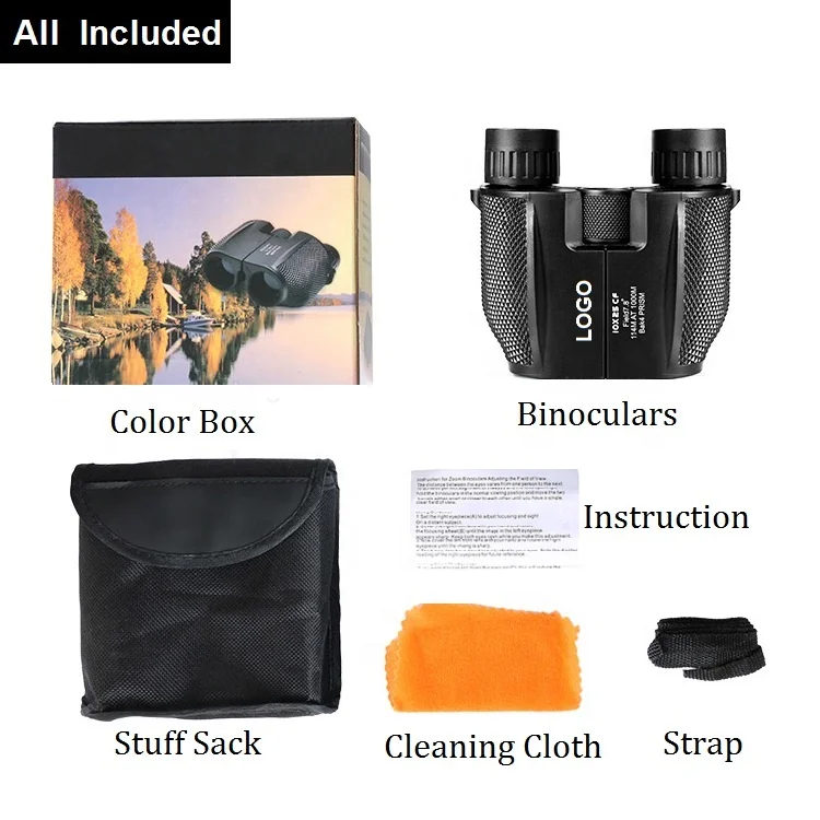 
Custom 10x25 Made In China Children Long Range Army Zoom Bird Watching Opera Mini Binoculars 