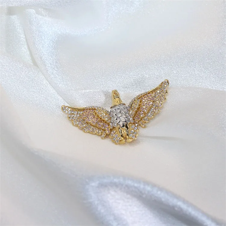18K Gold Plated Eagle Charms Shiny Zircon Jewelry Pendant For Men Women Gift