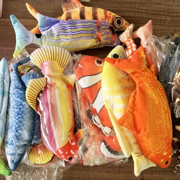 Factory Wholesale Fish Simulation Wiggle Catnip Toys Cat Toy Fish Usb Charge 3D Stuffed Pet Toys
