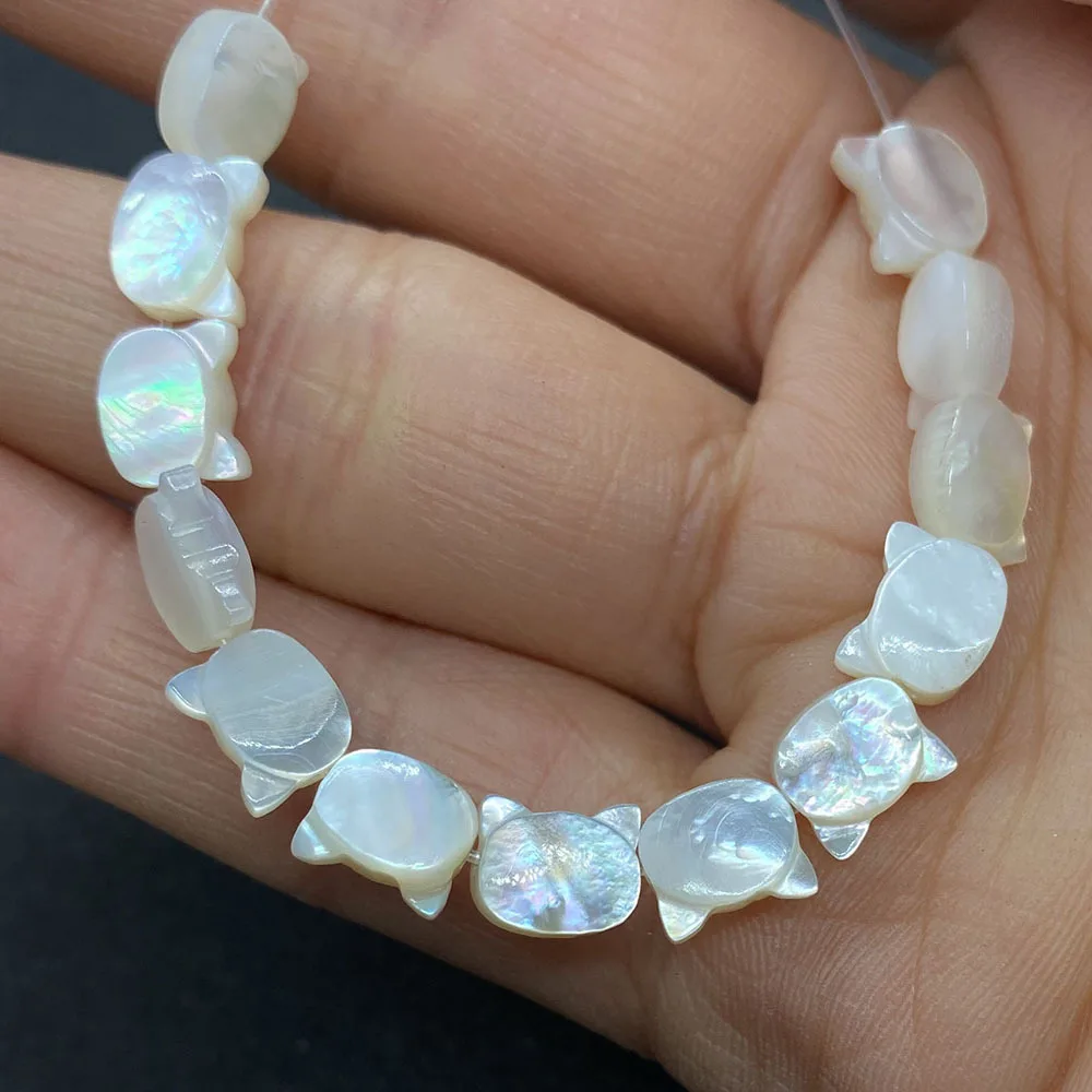 6mm/8mm cat shell beads carved mother of pearl mop cat bead with hole