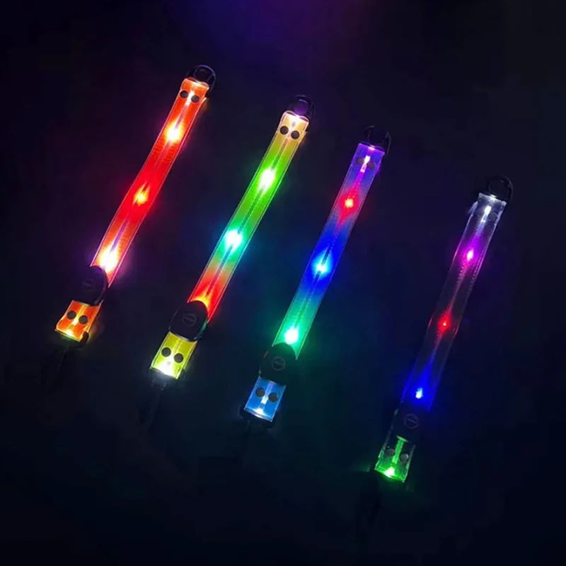 Waterproof safety backpack light glowing bag pendant tag reflective strips tag led light up band