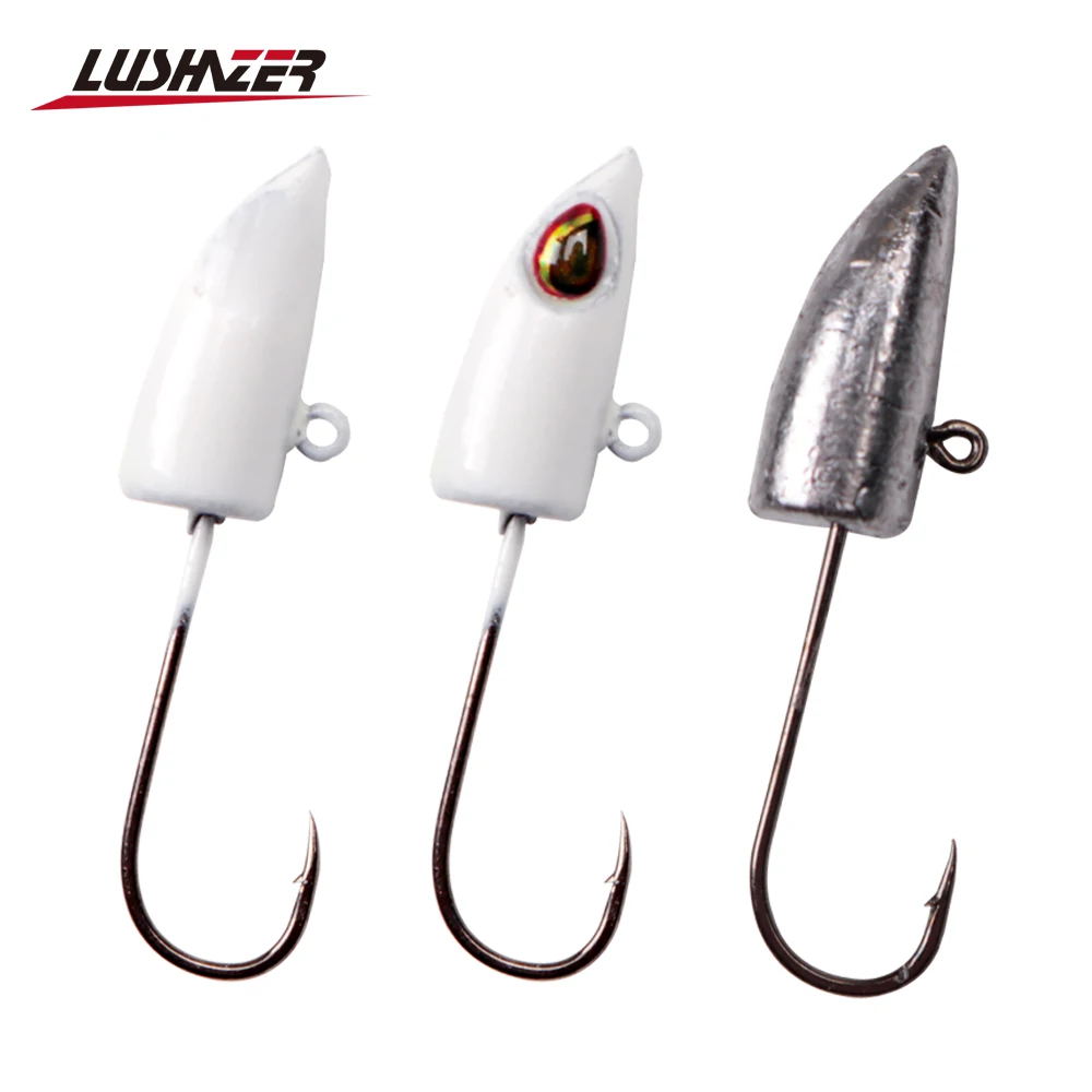 2019 high quality head hook jigs round bend eyed fishing jigging sea fish hook 3g 2g 1g plastic ice fishing lures