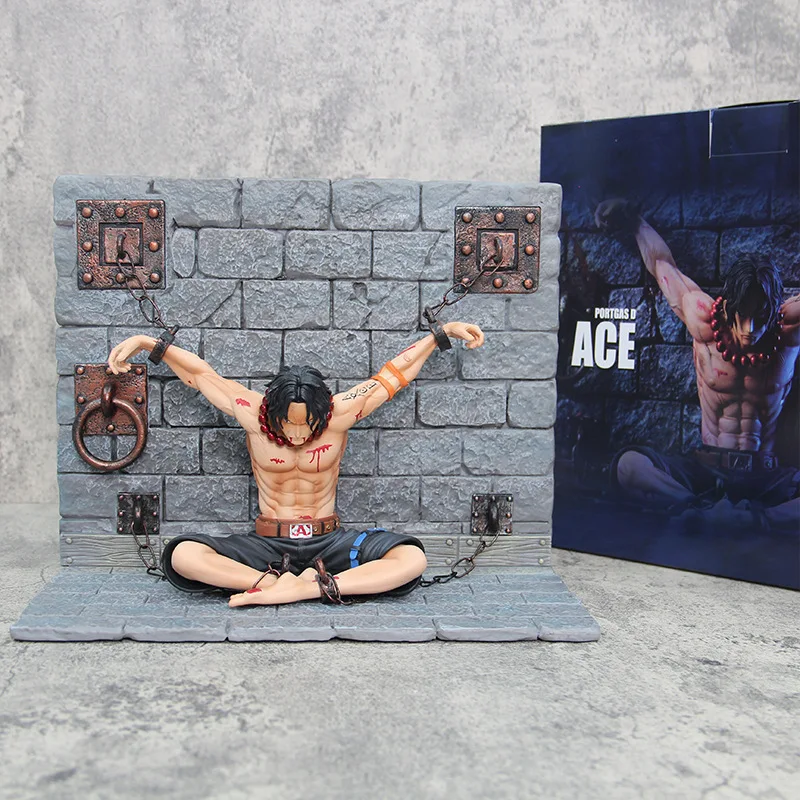 Japanese anime toy one pieces GK Prison version Battle damage Ace action figure for Model ornament