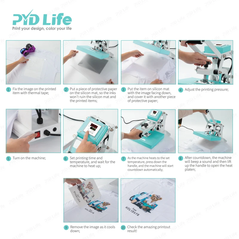 PYD Life flat press Custom Color Logo Hot Pressing Digital Open Drawer Large Format T Shirt Sublimation Flat Heat Press Mac