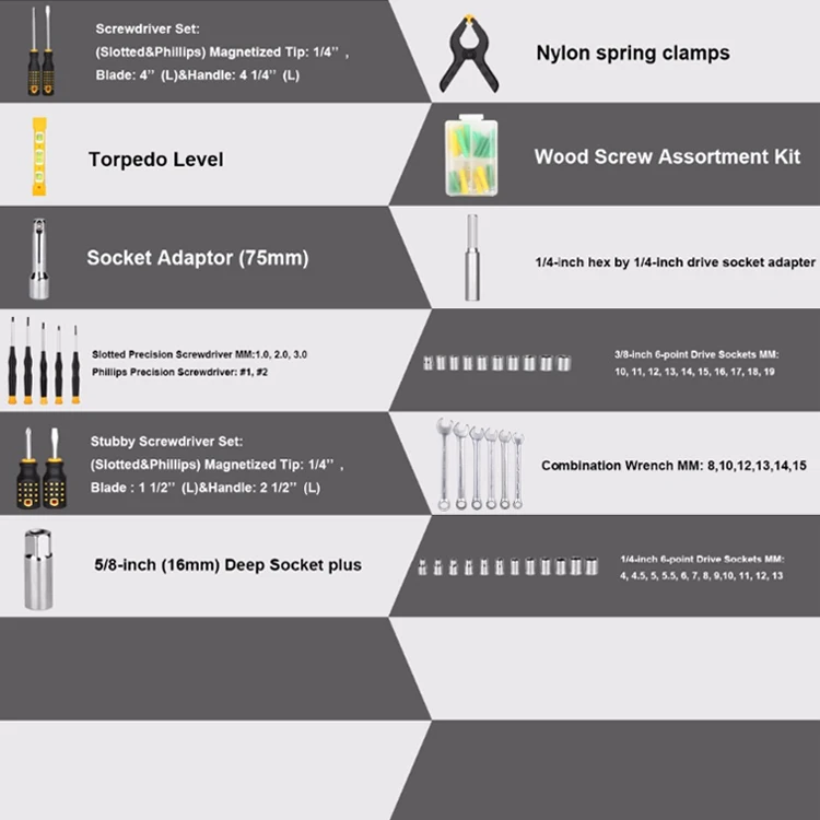 
168 Pcs Household Car Repair Hardware Craft Hand Tools Set Hand Tools Kit Set 