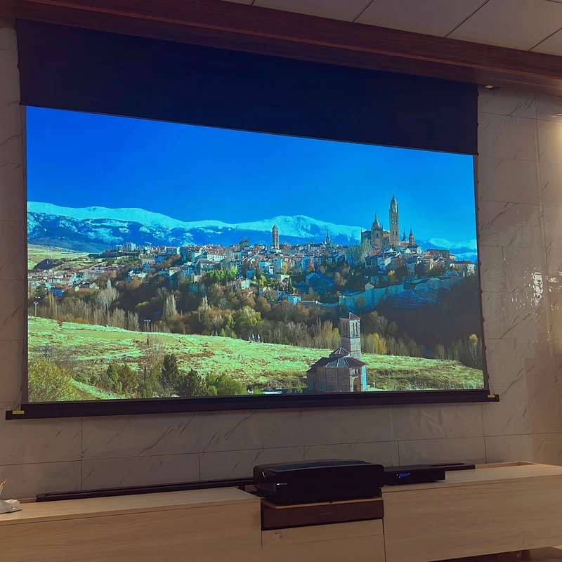 Встраиваемый потолочный прожектор Telon Manufacture ALR 4K акустический прозрачный с натяжением моторизованный проекционный