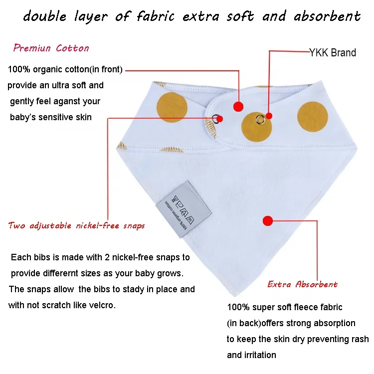
Customized hot sales baby bandana bibs for drooling and teething 