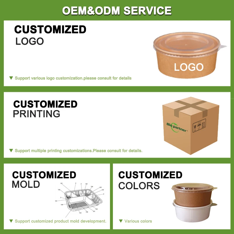 Factory Wholesale Large Size Biodegradable Kraft Paper Food Container Take Out Paper Food Bowl Sandwich Salad Box