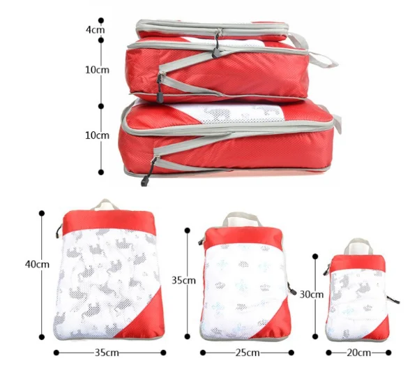 Travel Packing Cube  3 or 4 pcs/set Mesh Packing Cubes with Compression With Handle