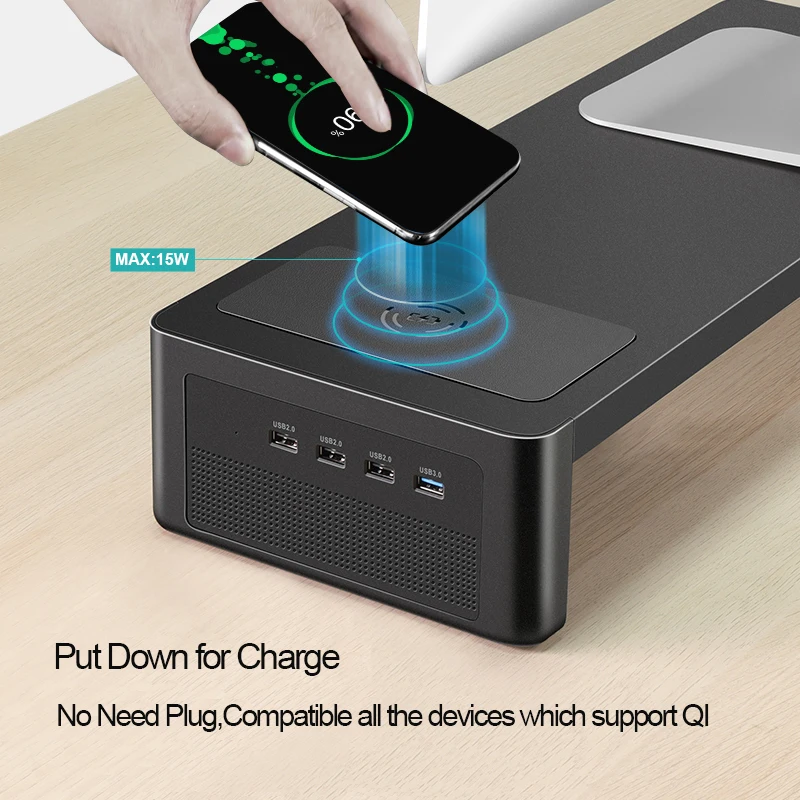 Многофункциональный USB-концентратор Алюминиевый Монитор Стойка Металлическая Подставка Экономия пространства с подставкой для хранения монитора