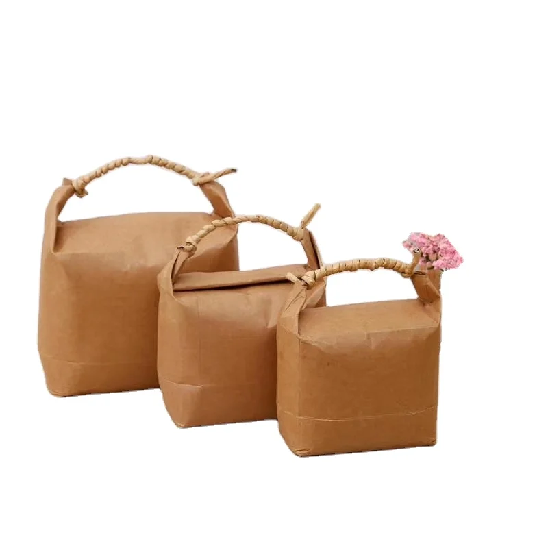 kraft Paper For Flour Milk Rice  Food grain  packaging bags with Rope