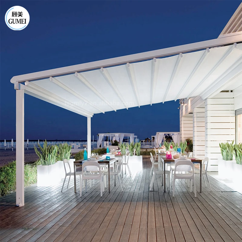 High Quality PVC Waterproof Pergola Balcony Folding Retractable Roof Systems for Garden