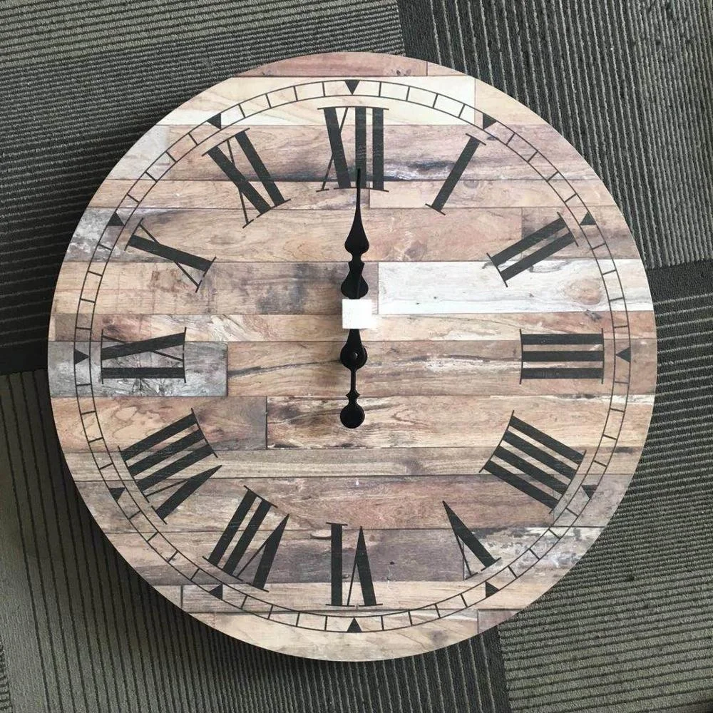 12Inch 30cm Vintage Cheap Promotional Custom Printing MDF wooden Wall Clock