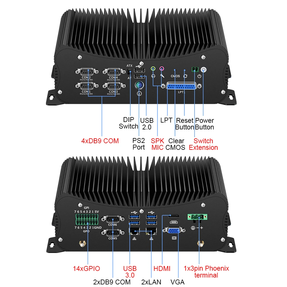  Безвентиляторный мини настольный пк Core i7 10510U DDR4 RS232 RS485 2 LAN WiFi LPT PS/2 VGA 4G LTE SIM GPIO промышленный