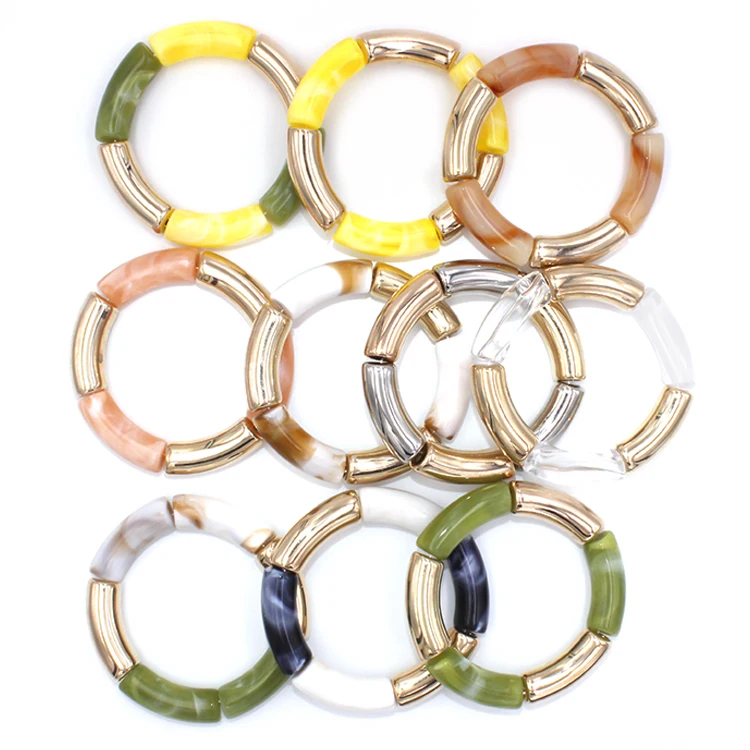 New Trend Candy mixed color bamboo stretch bracelet for Summer beach girl