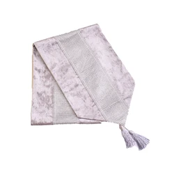 i@home metallic glitter fringe contemporary light grey winter velvet table runner for long table
