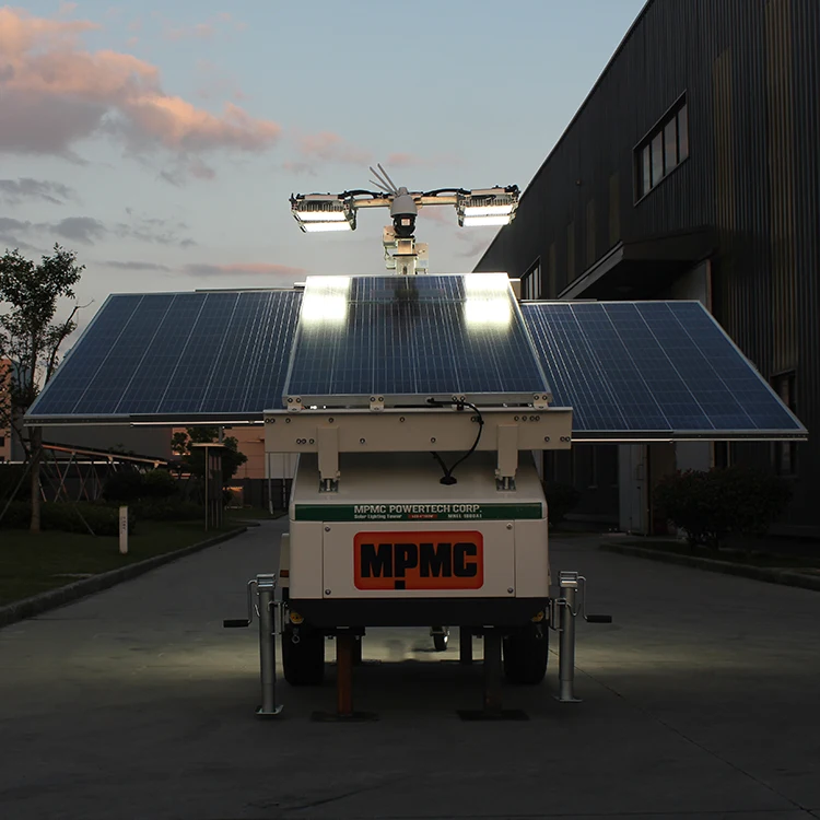 
7.5m Electric Lifting Mast 4x100w LED Solar Mobile Lighting Tower off-road 